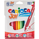 Фломастеры Carioca «Joy»,  12цв.  ,  смываемые,  картон,  европодвес