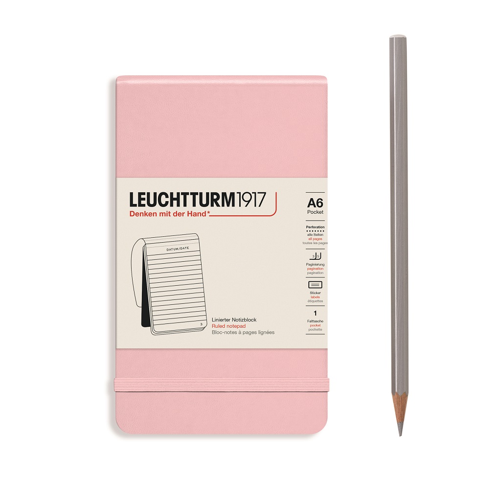 

Блокнот Leuchtturm1917 Portrait Pocket A6 (9x15см. ) 80г/м2 - 184 стр. в линейку, твердая обложка, цвет: пудровый