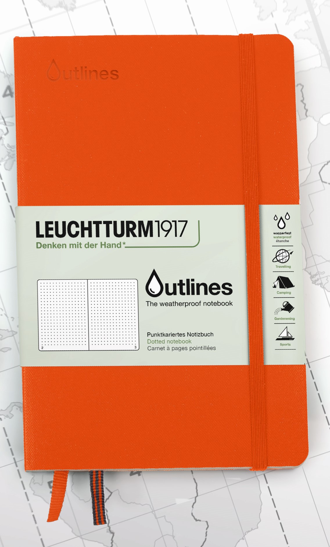 

Блокнот Leuchtturm Outlines B6 непромокаемый 44л в точку мягкая обложка Оранжевый Сигнальный