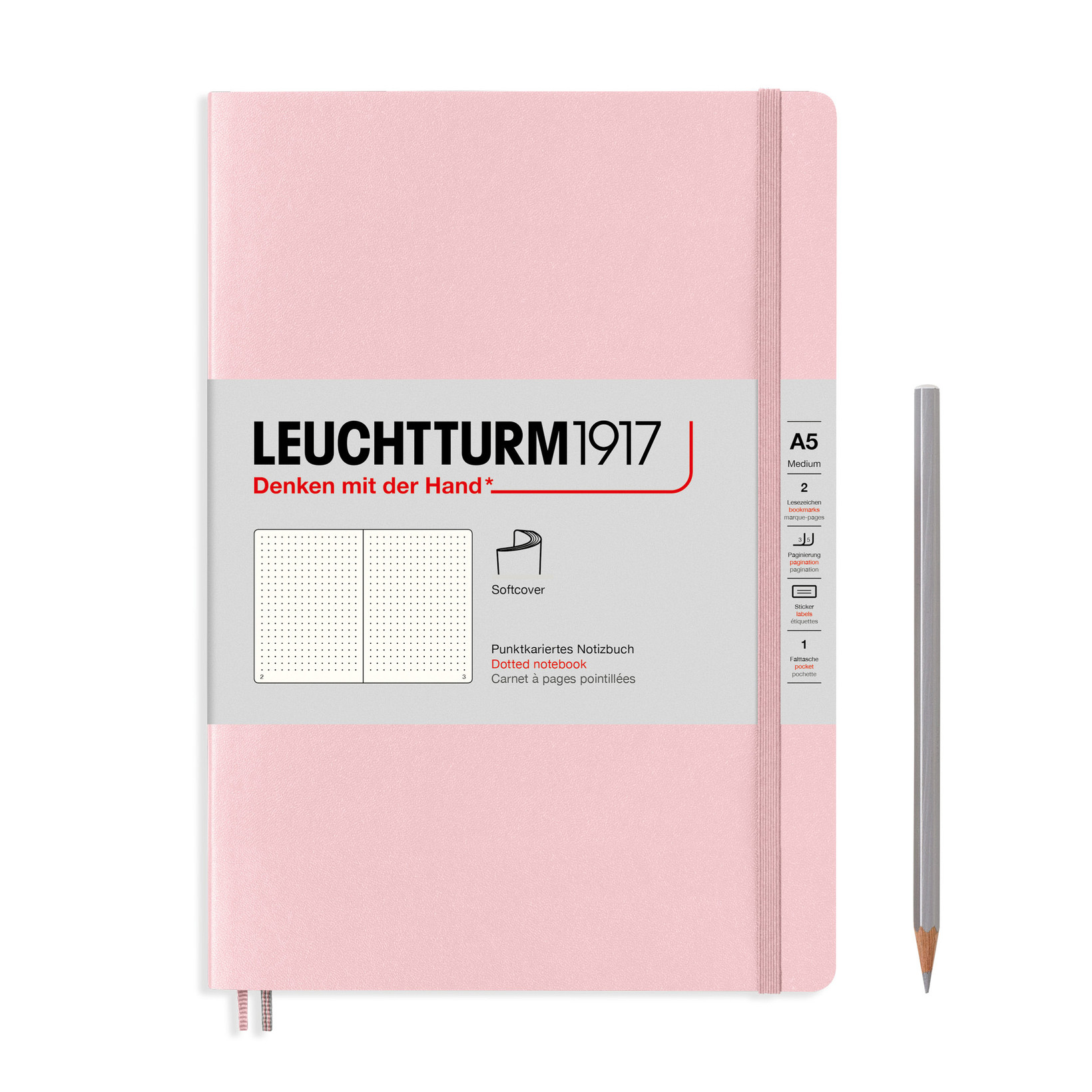 

Блокнот Leuchtturm1917 Classic A5 (14. 5x21см. ) 80г/м2 - 123 стр. в точку, мягкая обложка, цвет: пудровый