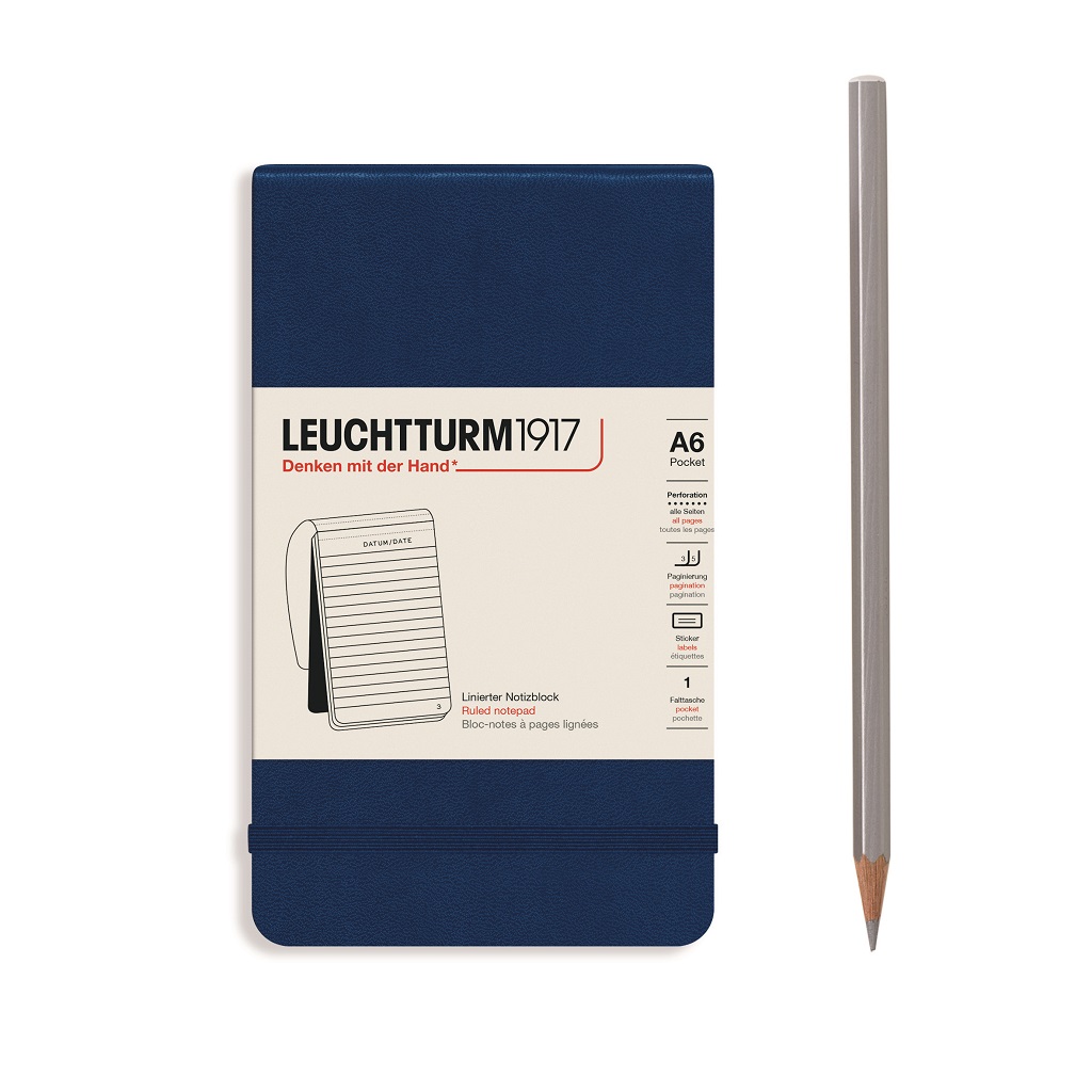 

Блокнот Leuchtturm1917 Portrait Pocket A6 (9x15см. ) 80г/м2 - 184 стр. в линейку, твердая обложка, цвет: синий неви