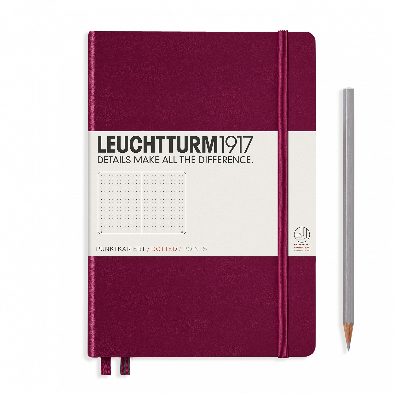 

Блокнот Leuchtturm Medium A5 125л в точку твердая обложка Красный Портвейн