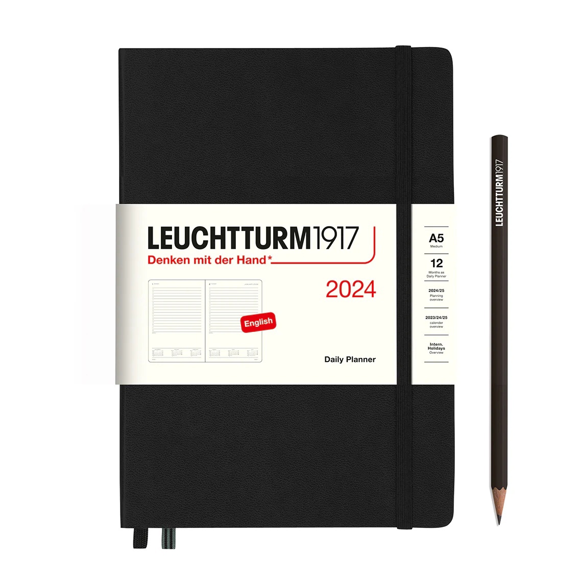  - Ежедневник Leuchtturm1917 A5 2024г с расп. тв. обл. Черный