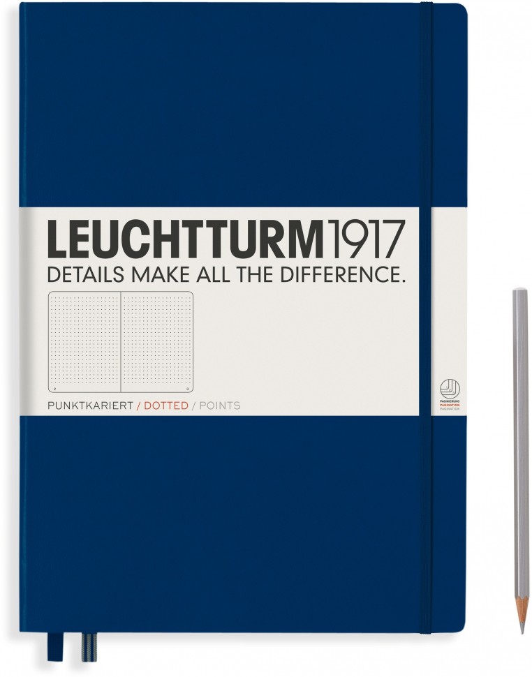  - Записная книжка Leuchtturm Master A4+ (в точку), темно-синяя, 235 стр. , твердая обложка