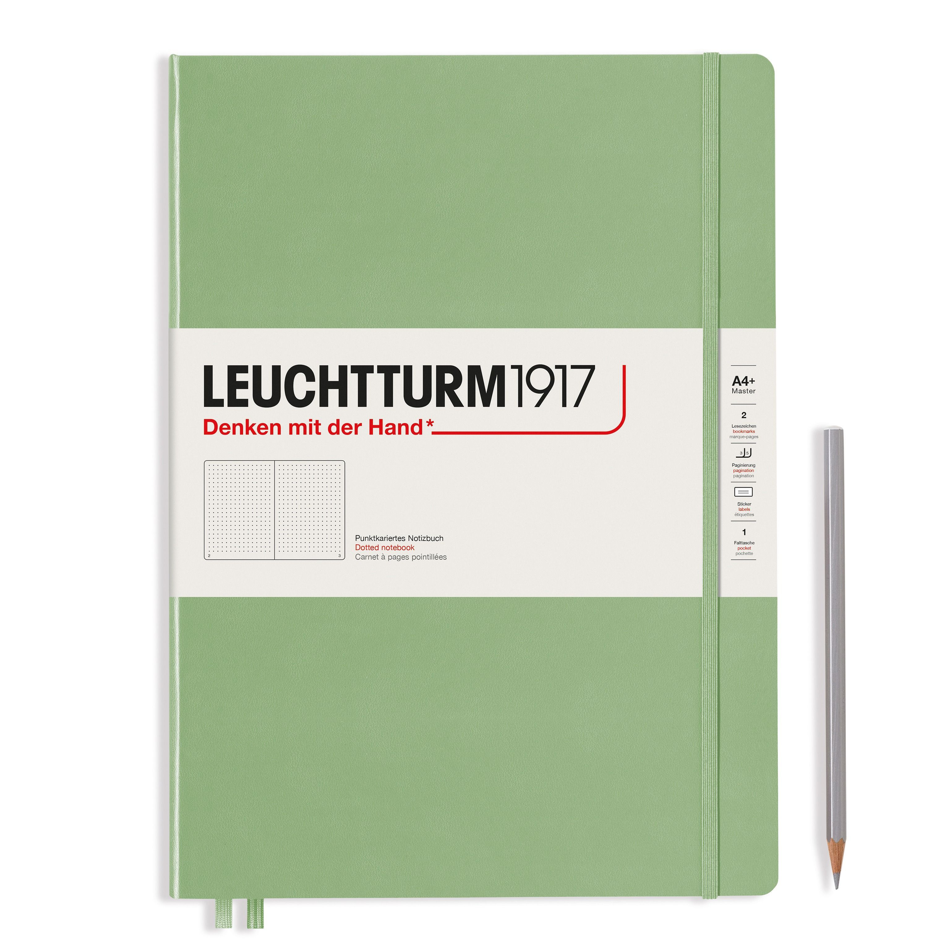  - Записная книжка Leuchtturm Master Slim А4+ (в точку), пастельный зелёный, 123 стр. , твердая обложка