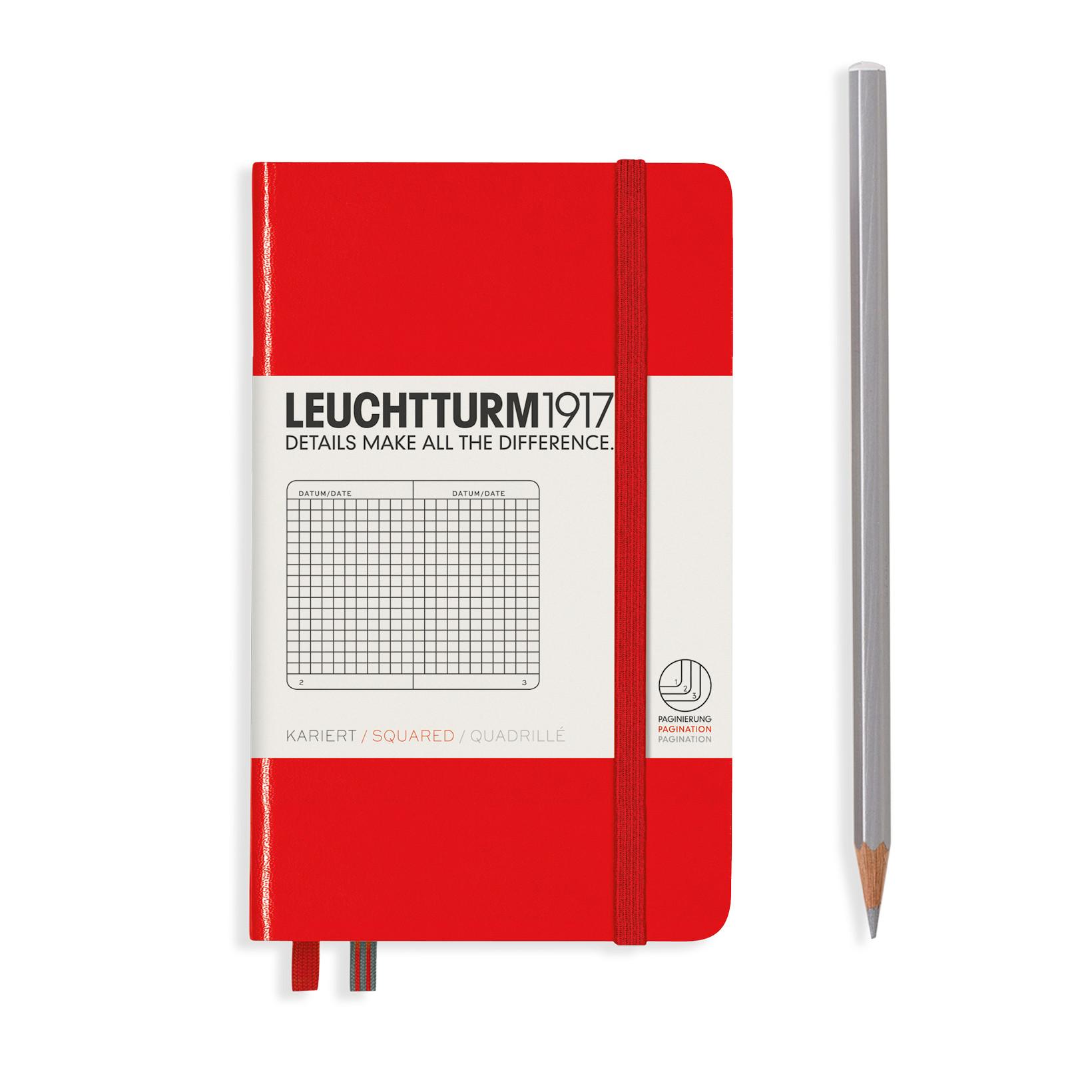 

Блокнот Leuchtturm1917 Classic A6 (9x15см. ) 80г/м2 - 187 стр. в клетку, твердая обложка, цвет: красный