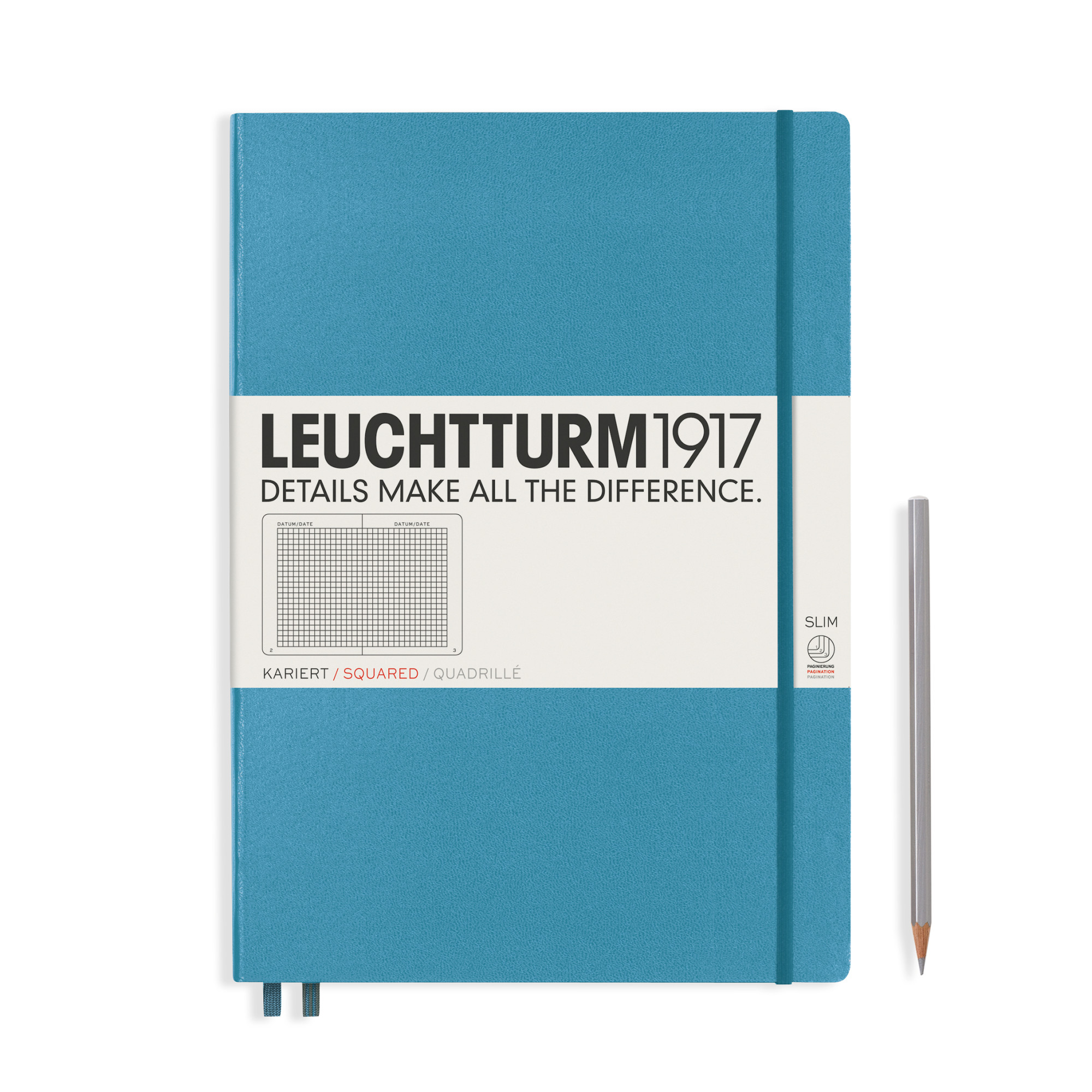 

Записная книжка Leuchtturm Master Slim A4+ (в клетку), нордический синий, 123 стр. , твердая обложка