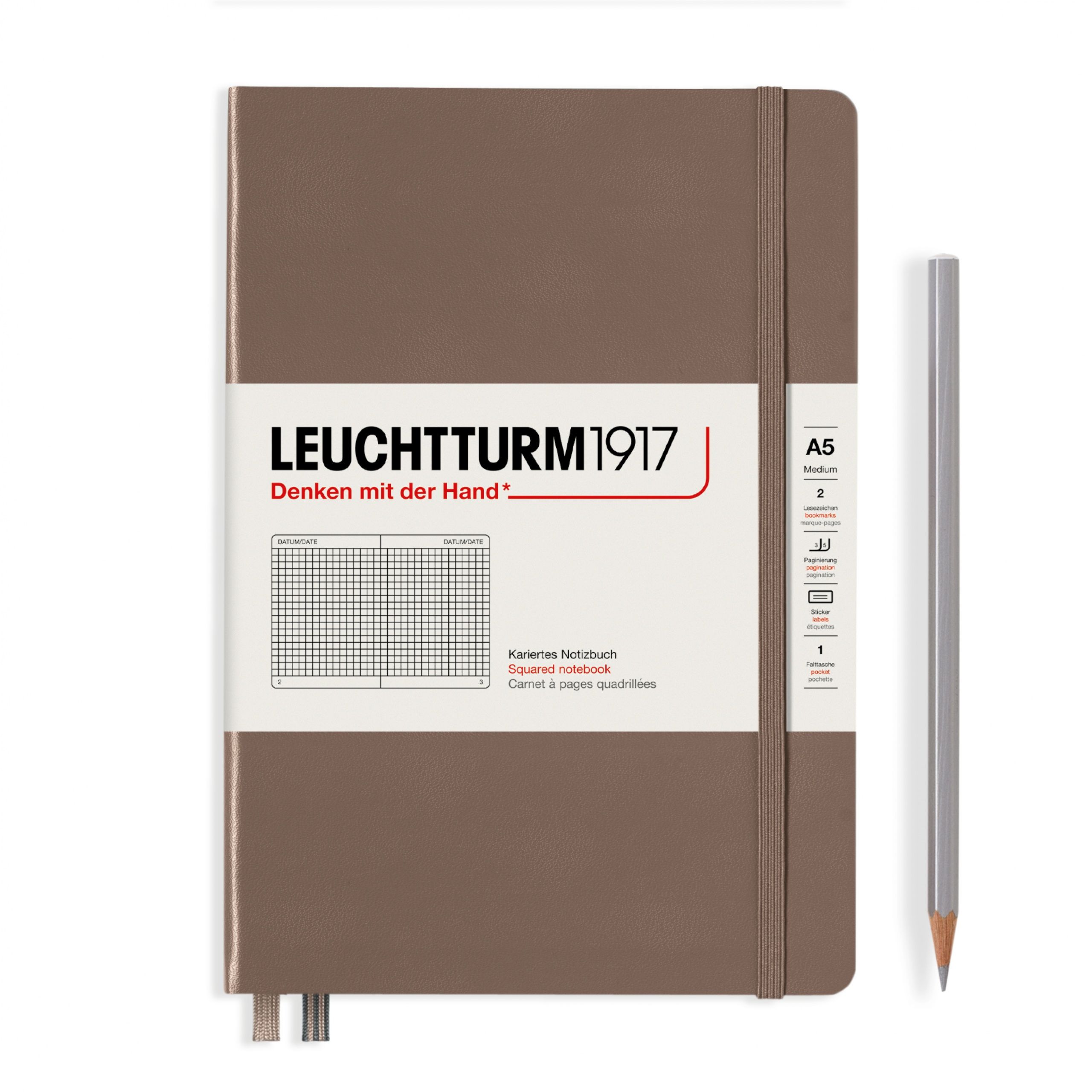 

Блокнот Leuchtturm Medium A5 125л в клетку твердая обложка Коричневый Теплый