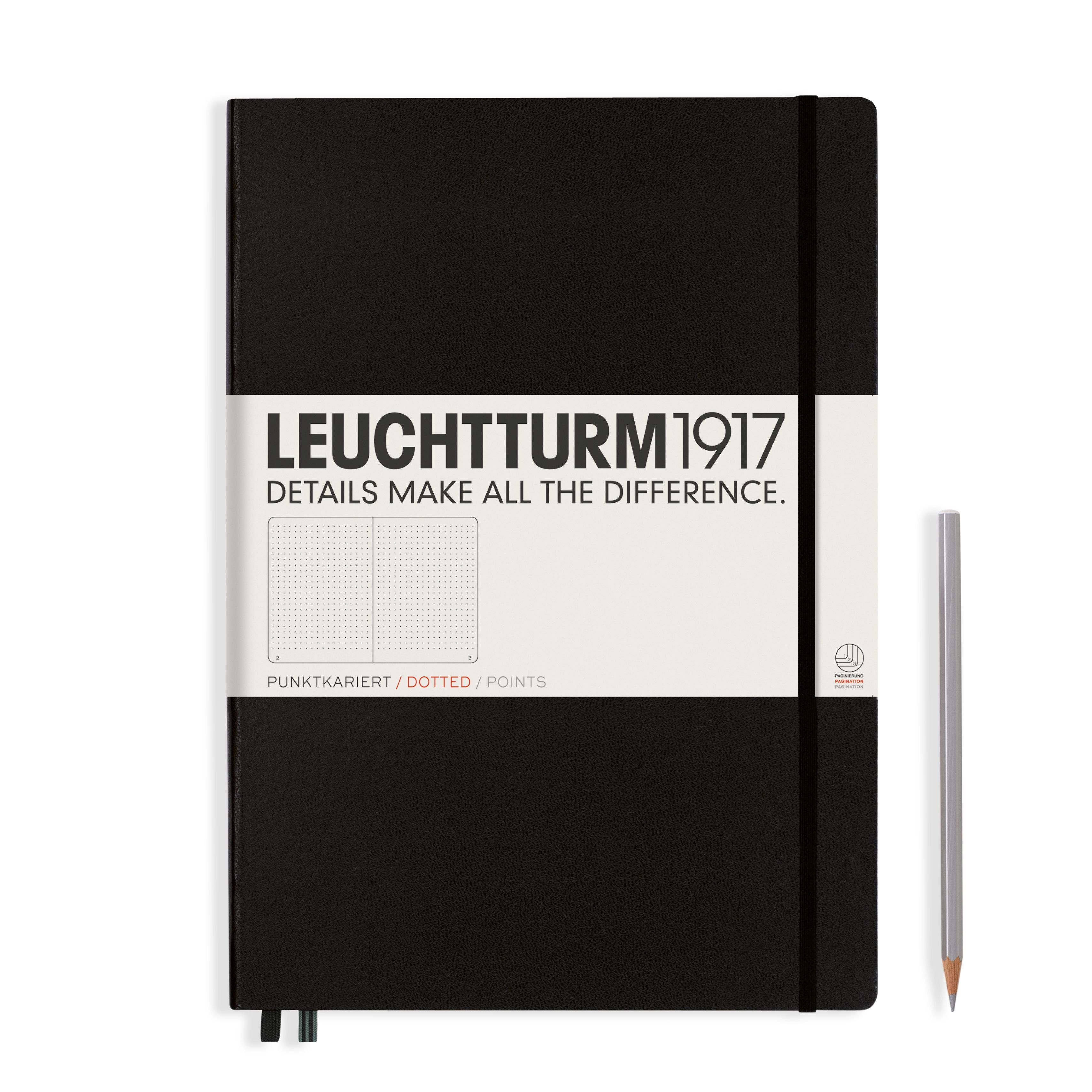  - Записная книжка Leuchtturm Master A4+ (в точку), черная, 235 стр. , твердая обложка