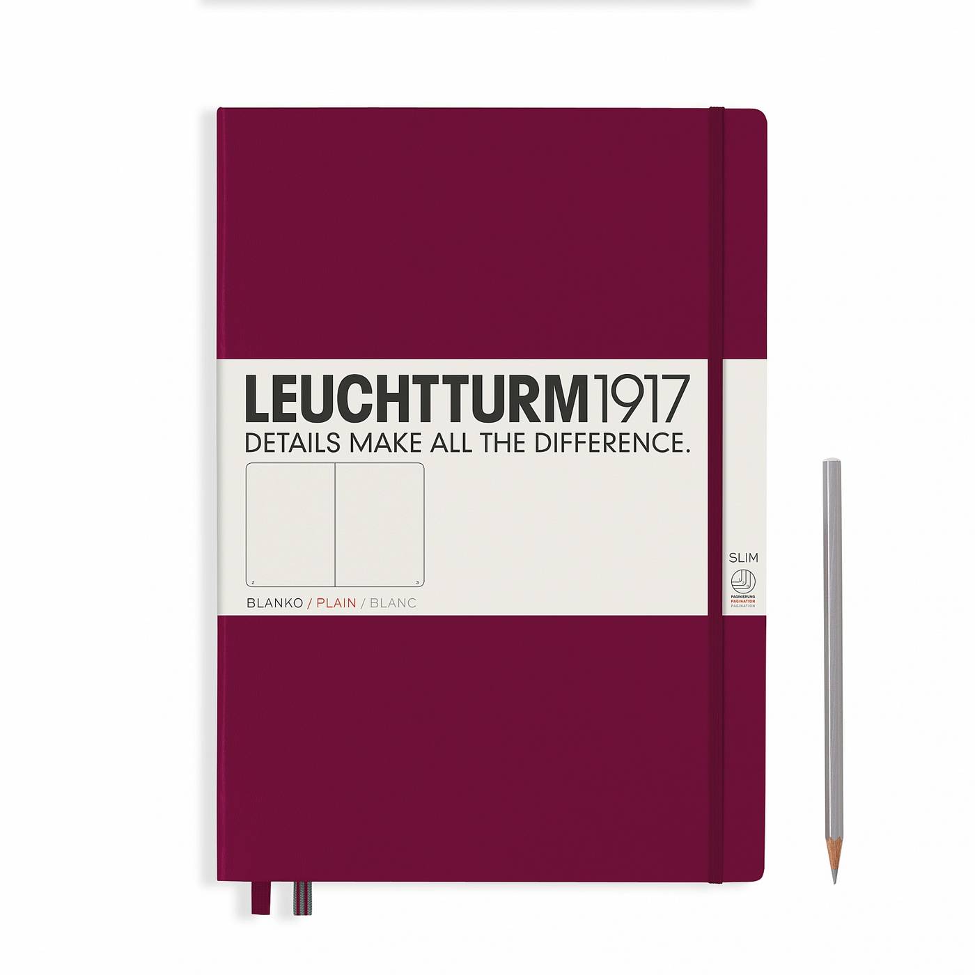 

Записная книжка Leuchtturm Master Slim А4+ (нелинованная), винный, 123 стр. , твердая обложка