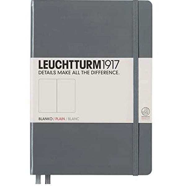 

Блокнот Leuchtturm1917 Classic A5 (14. 5x21см. ) 80г/м2 - 251 стр. нелинованный, твердая обложка, цвет: антрацитовый