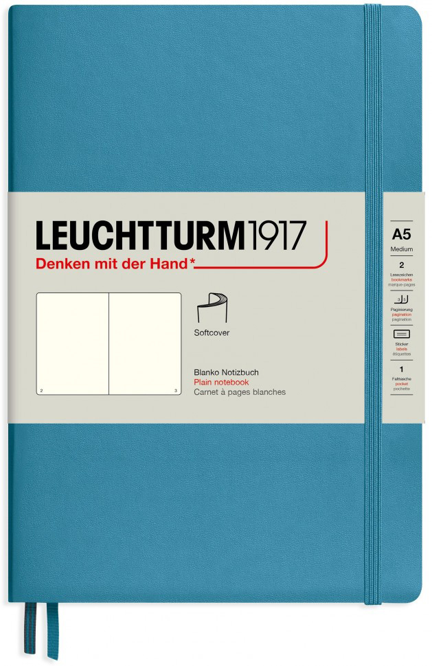 

Записная книжка Leuchtturm А5 (нелинованная), нордический синий, 123 стр. , мягкая обложка