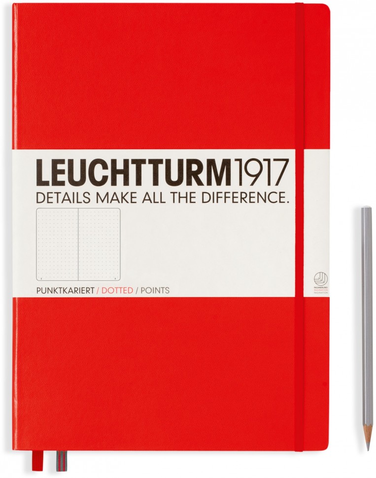  - Записная книжка Leuchtturm Master A4+ (в точку), красная, 235 стр. , твердая обложка