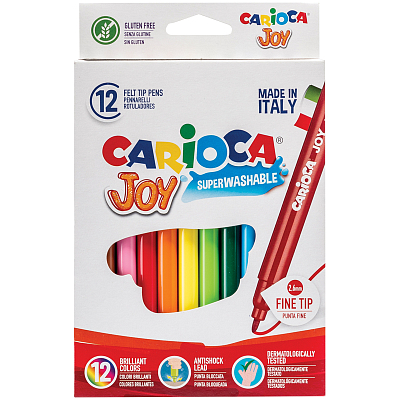 Фломастеры Carioca «Joy», 12цв. , смываемые, картон, европодвес