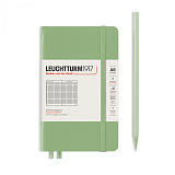 Блокнот Leuchtturm1917 Classic A6 (9x15см.  ) 80г/м2 - 187 стр.  в клетку,  твердая обложка,  цвет: шалфей