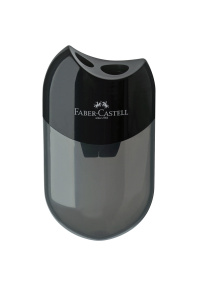 Точилка пластиковая Faber-Castell,  2 отверстия,  контейнер,  черная