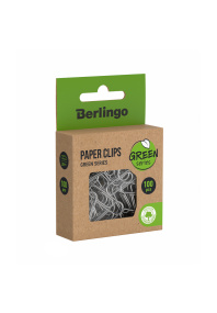 Скрепки 28мм,  Berlingo «Green Series»,  100шт никелированные